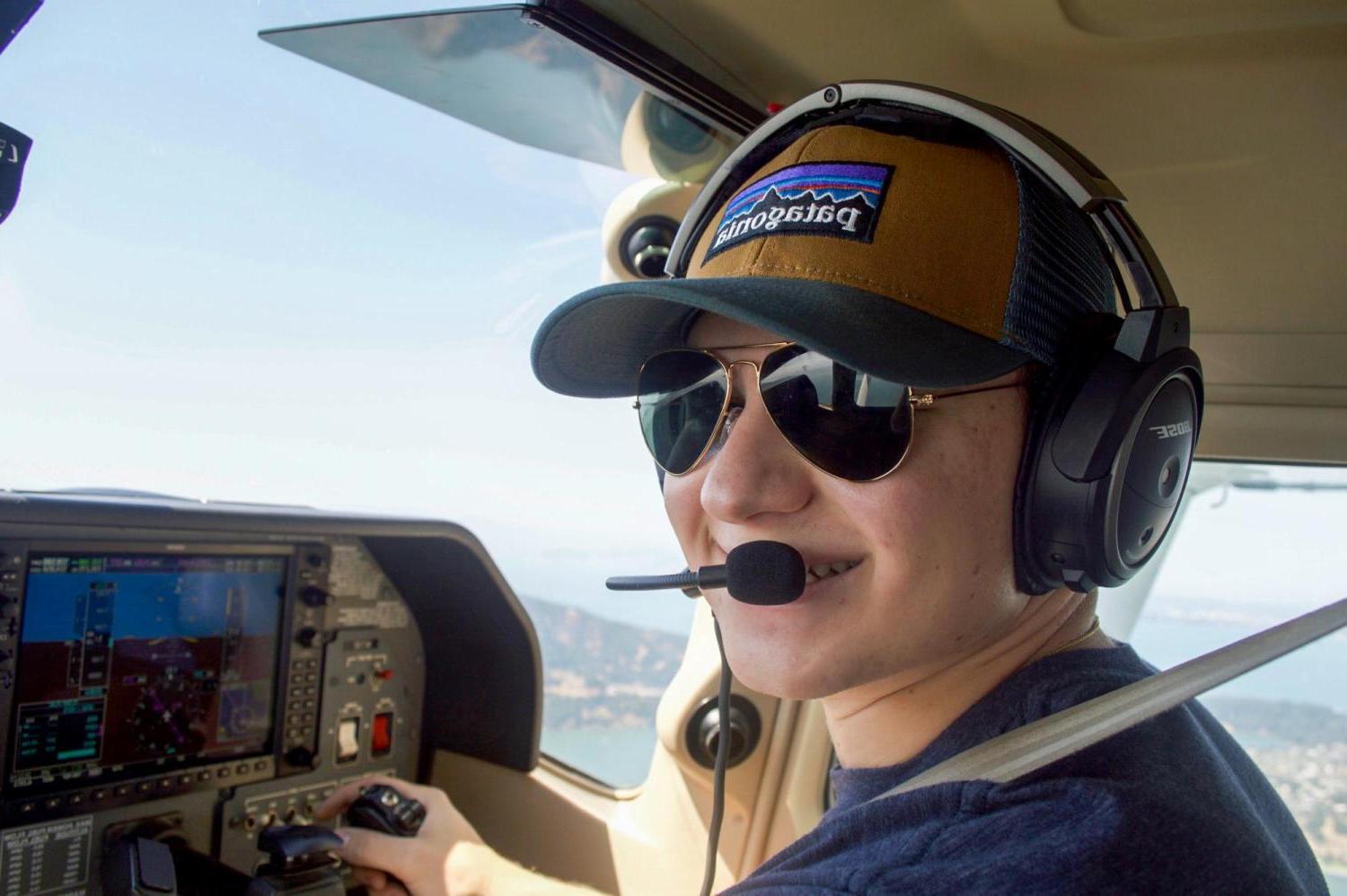 Ben Wexler flying a plane.