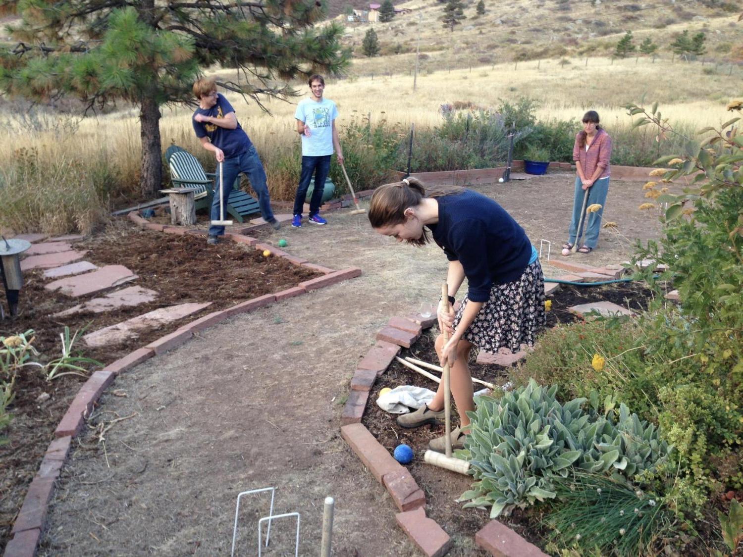 Professors Madigan and Ellingson playing croquet