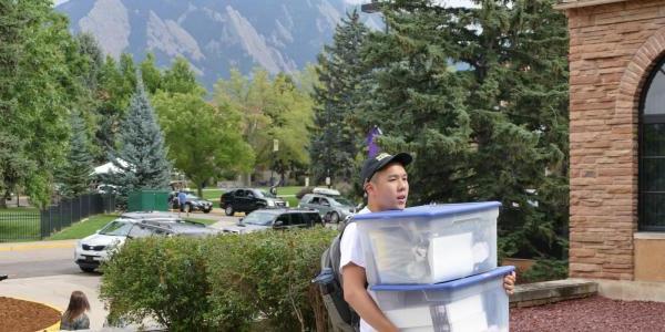 Student Moving In to Residence Hall