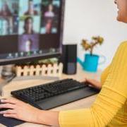 an employee engaging in a virtual meeting