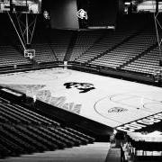 Empty CU Boulder basketball court